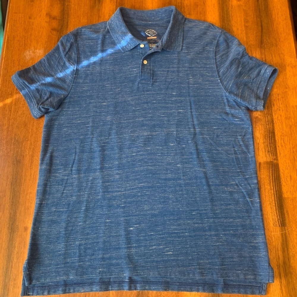 St. John's Bay Polo Large Heather Blue Shirt Classic Casual Short Sleeve collar